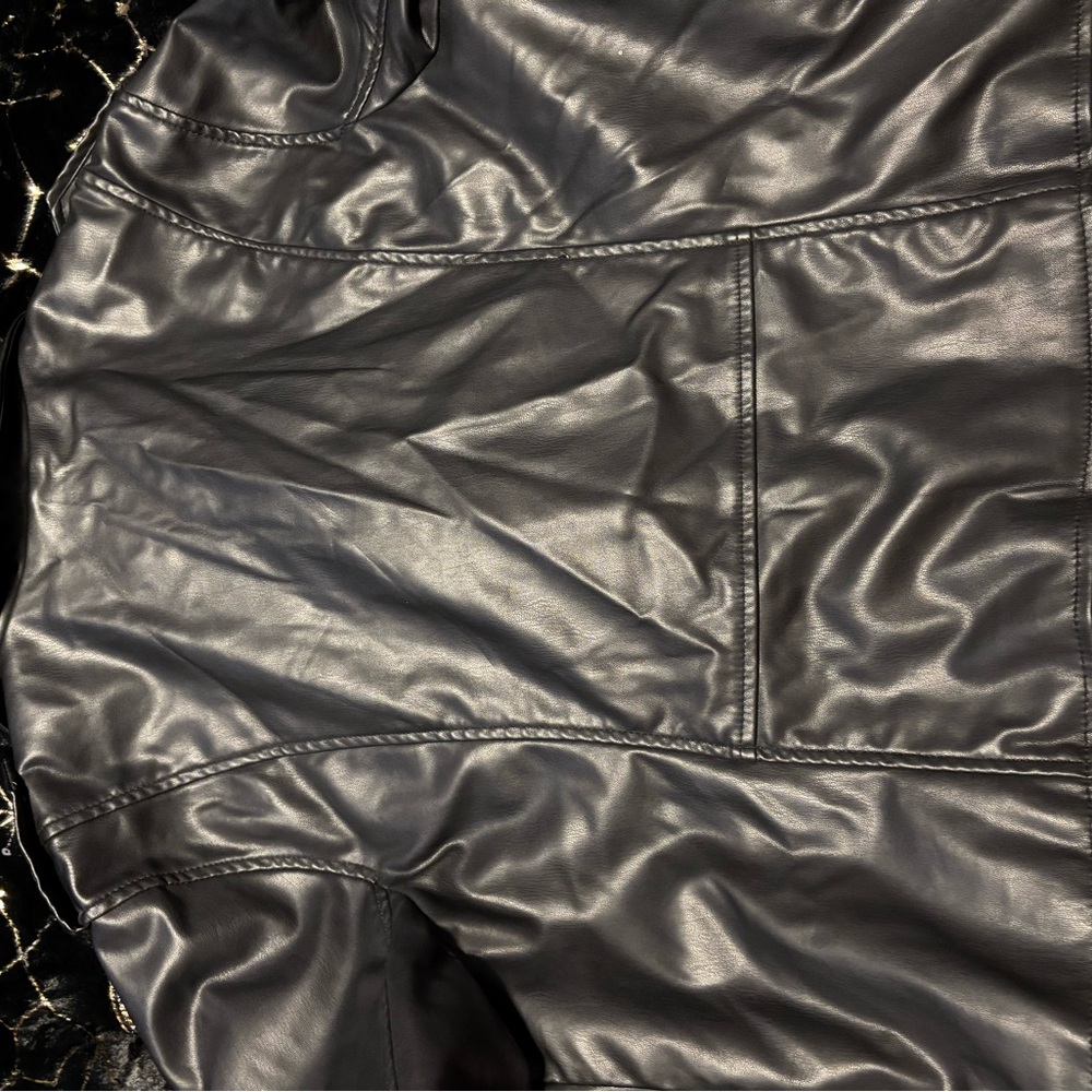 Black Leather Nine West Jacket - Picture 3 of 13
